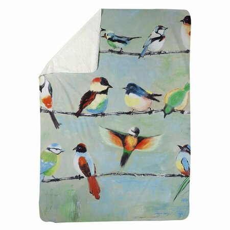 BEGIN HOME DECOR 60 x 80 in. Small Abstract Colorful Birds-Sherpa Fleece Blanket 5545-6080-AN229